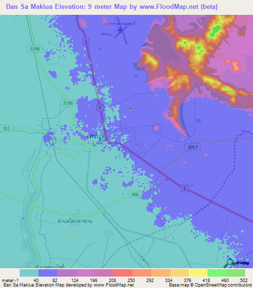 Ban Sa Maklua,Thailand Elevation Map