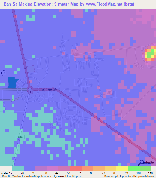Ban Sa Maklua,Thailand Elevation Map