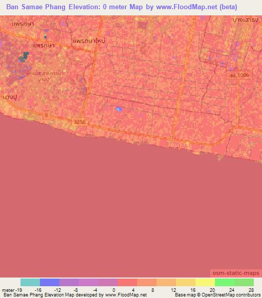 Ban Samae Phang,Thailand Elevation Map