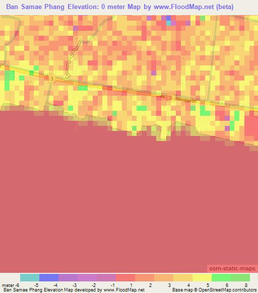 Ban Samae Phang,Thailand Elevation Map