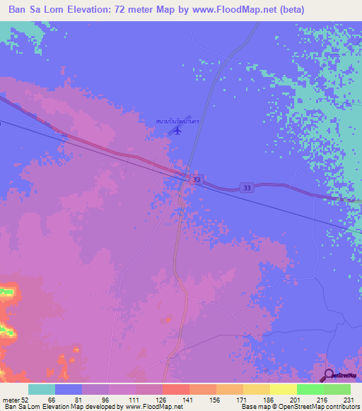 Ban Sa Lom,Thailand Elevation Map