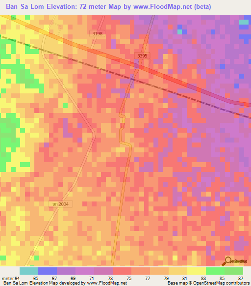 Ban Sa Lom,Thailand Elevation Map