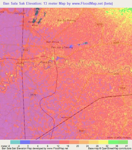 Ban Sala Sak,Thailand Elevation Map