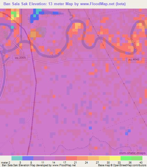 Ban Sala Sak,Thailand Elevation Map