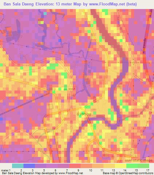 Ban Sala Daeng,Thailand Elevation Map
