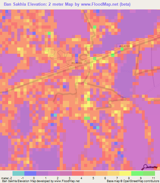 Ban Sakhla,Thailand Elevation Map