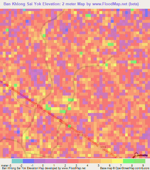Ban Khlong Sai Yok,Thailand Elevation Map