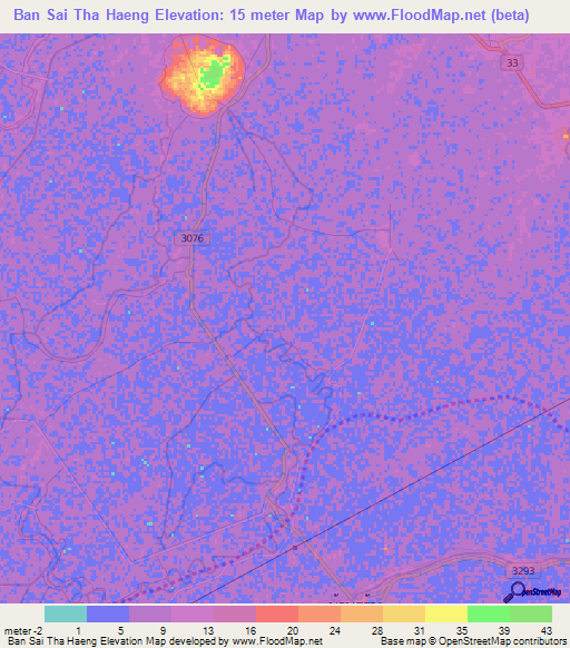 Ban Sai Tha Haeng,Thailand Elevation Map
