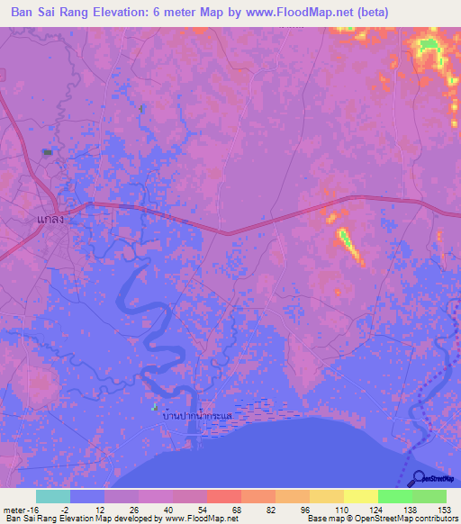 Ban Sai Rang,Thailand Elevation Map