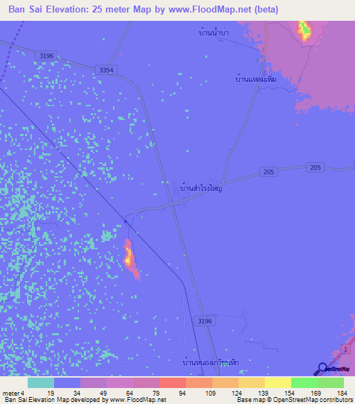 Ban Sai,Thailand Elevation Map