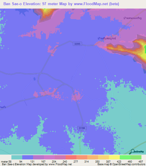 Ban Sae-o,Thailand Elevation Map