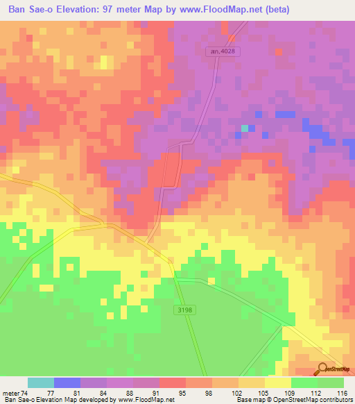Ban Sae-o,Thailand Elevation Map
