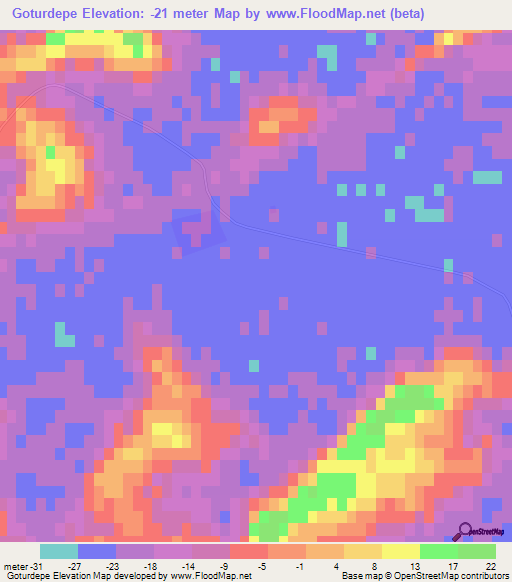 Goturdepe,Turkmenistan Elevation Map