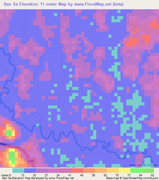 Ban Sa,Thailand Elevation Map