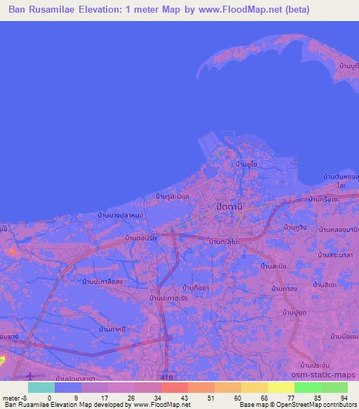Ban Rusamilae,Thailand Elevation Map