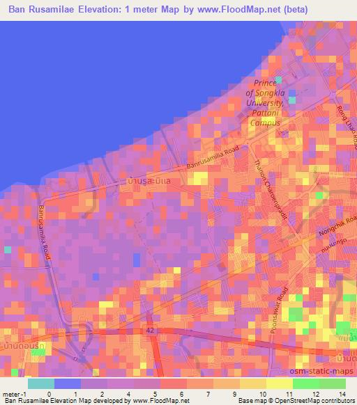 Ban Rusamilae,Thailand Elevation Map