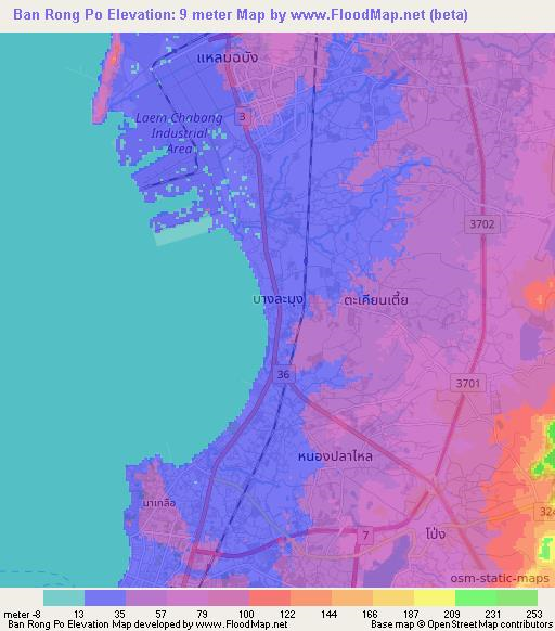 Ban Rong Po,Thailand Elevation Map
