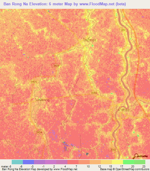 Ban Rong Na,Thailand Elevation Map
