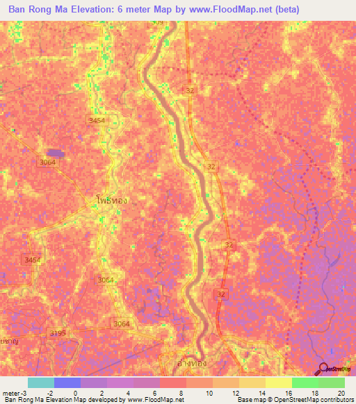 Ban Rong Ma,Thailand Elevation Map