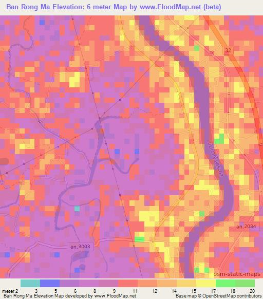 Ban Rong Ma,Thailand Elevation Map