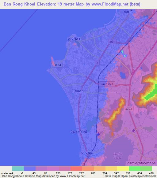 Ban Rong Khoei,Thailand Elevation Map