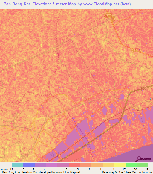 Ban Rong Khe,Thailand Elevation Map