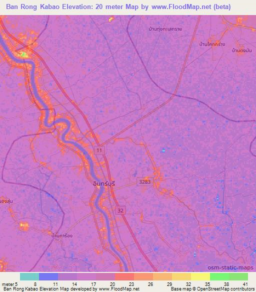 Ban Rong Kabao,Thailand Elevation Map