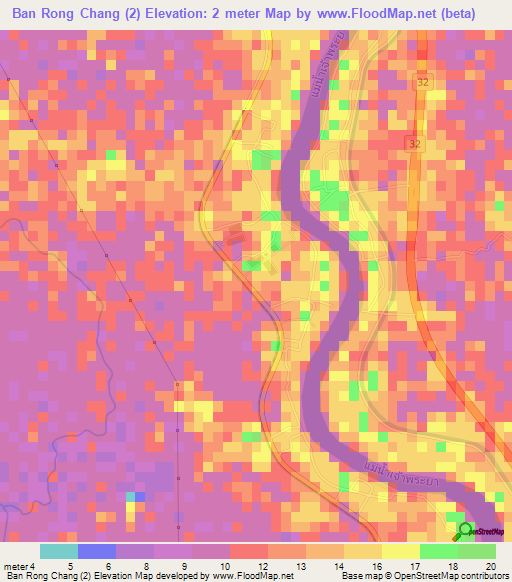 Ban Rong Chang (2),Thailand Elevation Map