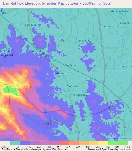 Ban Roi Hok,Thailand Elevation Map