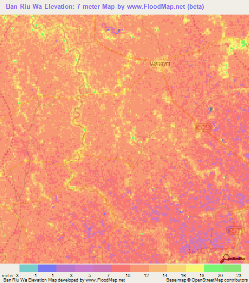 Ban Riu Wa,Thailand Elevation Map
