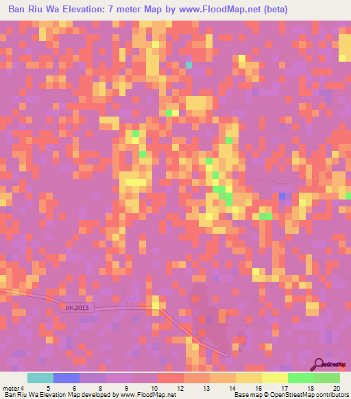 Ban Riu Wa,Thailand Elevation Map