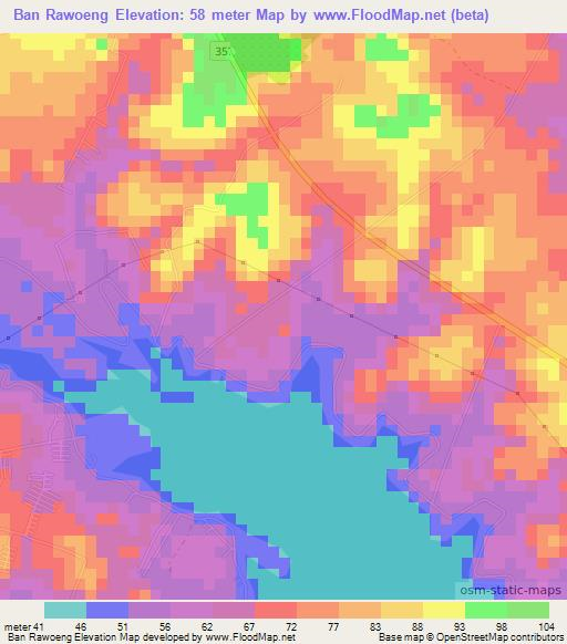 Ban Rawoeng,Thailand Elevation Map