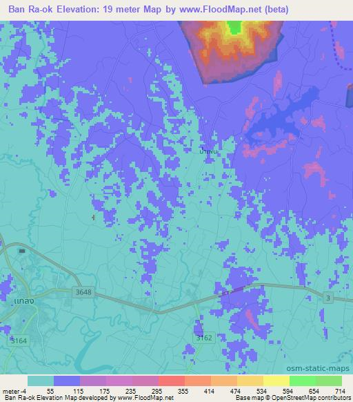 Ban Ra-ok,Thailand Elevation Map