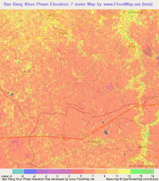 Ban Rang Khun Phaen,Thailand Elevation Map