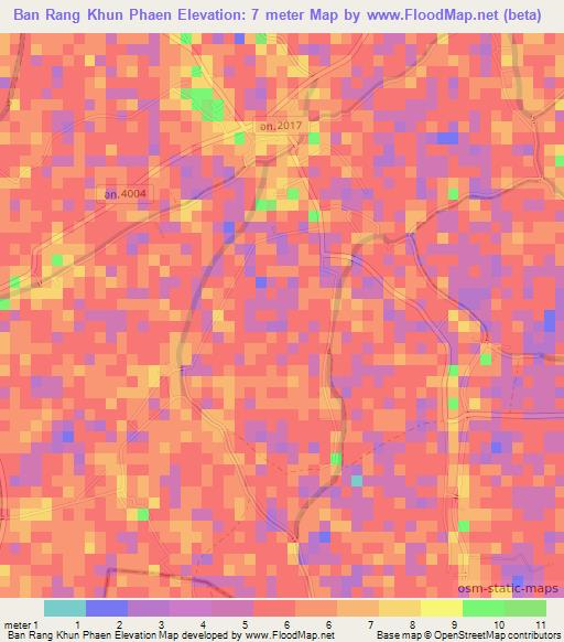 Ban Rang Khun Phaen,Thailand Elevation Map