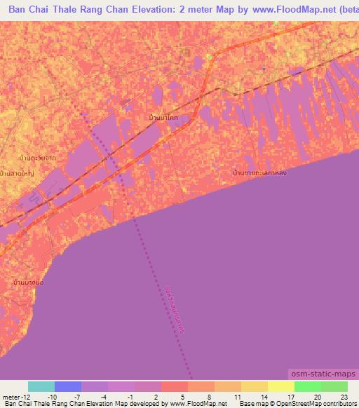 Ban Chai Thale Rang Chan,Thailand Elevation Map