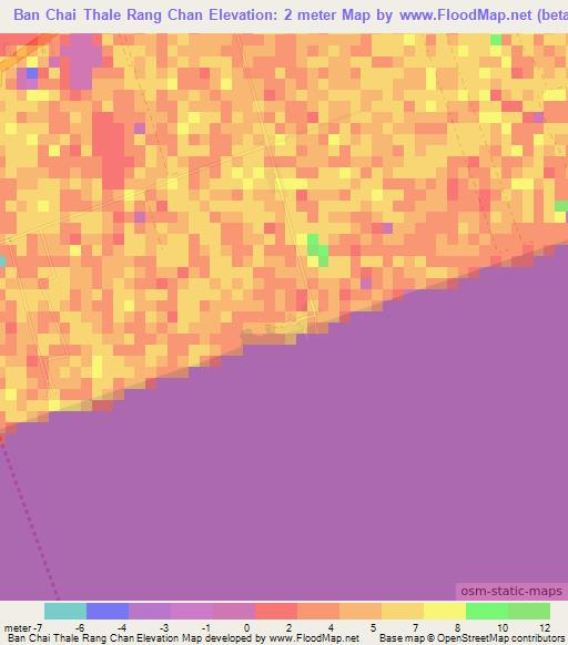Ban Chai Thale Rang Chan,Thailand Elevation Map