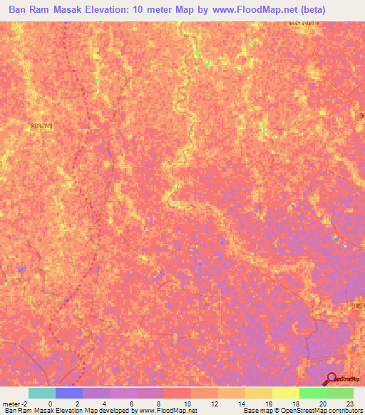 Ban Ram Masak,Thailand Elevation Map