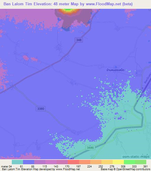 Ban Lalom Tim,Thailand Elevation Map