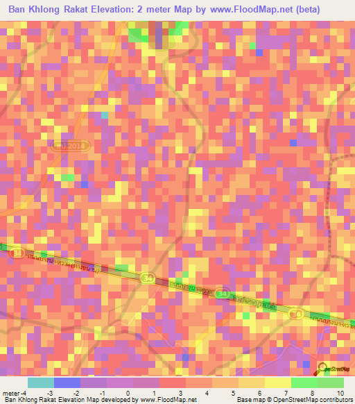 Ban Khlong Rakat,Thailand Elevation Map
