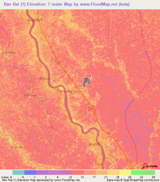 Ban Rai (1),Thailand Elevation Map