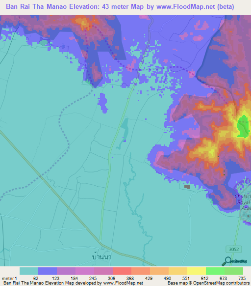 Ban Rai Tha Manao,Thailand Elevation Map