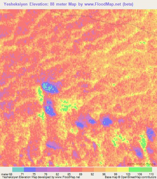 Yesheksiyen,Turkmenistan Elevation Map