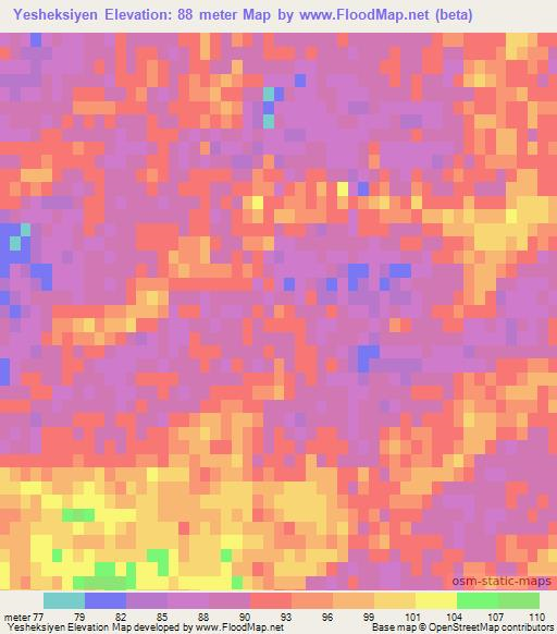 Yesheksiyen,Turkmenistan Elevation Map