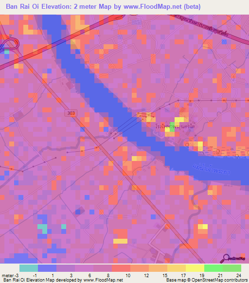 Ban Rai Oi,Thailand Elevation Map