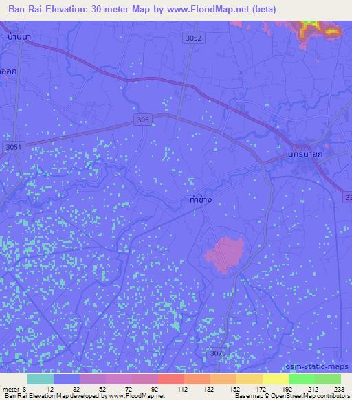 Ban Rai,Thailand Elevation Map