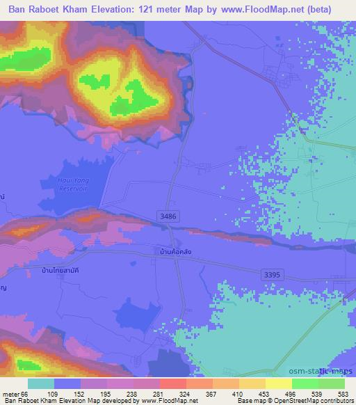 Ban Raboet Kham,Thailand Elevation Map