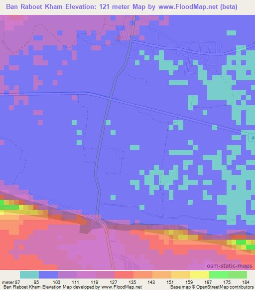 Ban Raboet Kham,Thailand Elevation Map