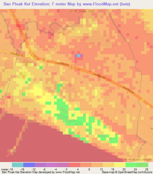 Ban Pluak Ket,Thailand Elevation Map