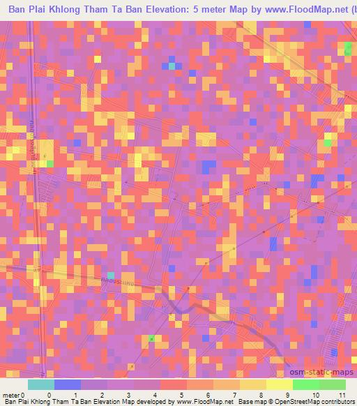 Ban Plai Khlong Tham Ta Ban,Thailand Elevation Map